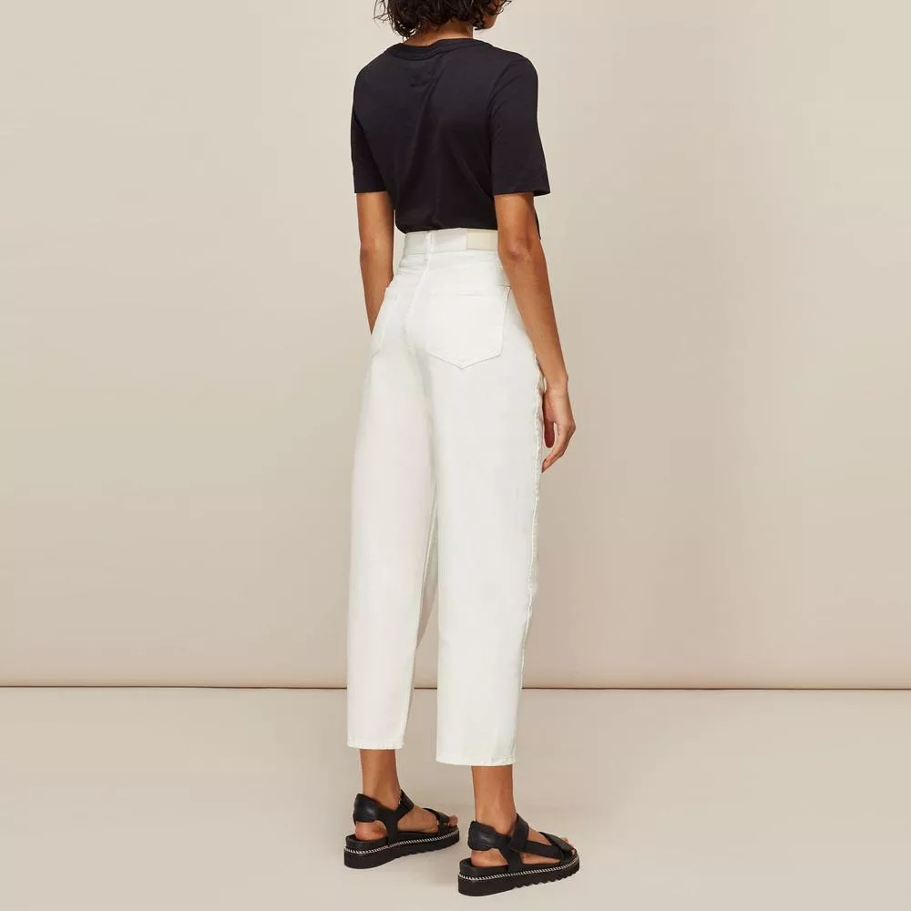 Whistles High Waist White Barrel Leg Jeans